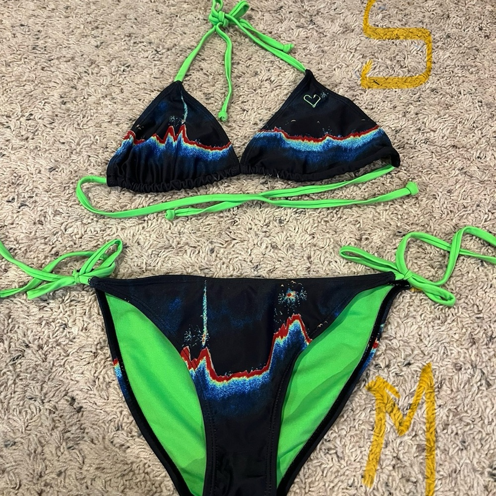 Pelagic new without tags Black and Green Bikini Set